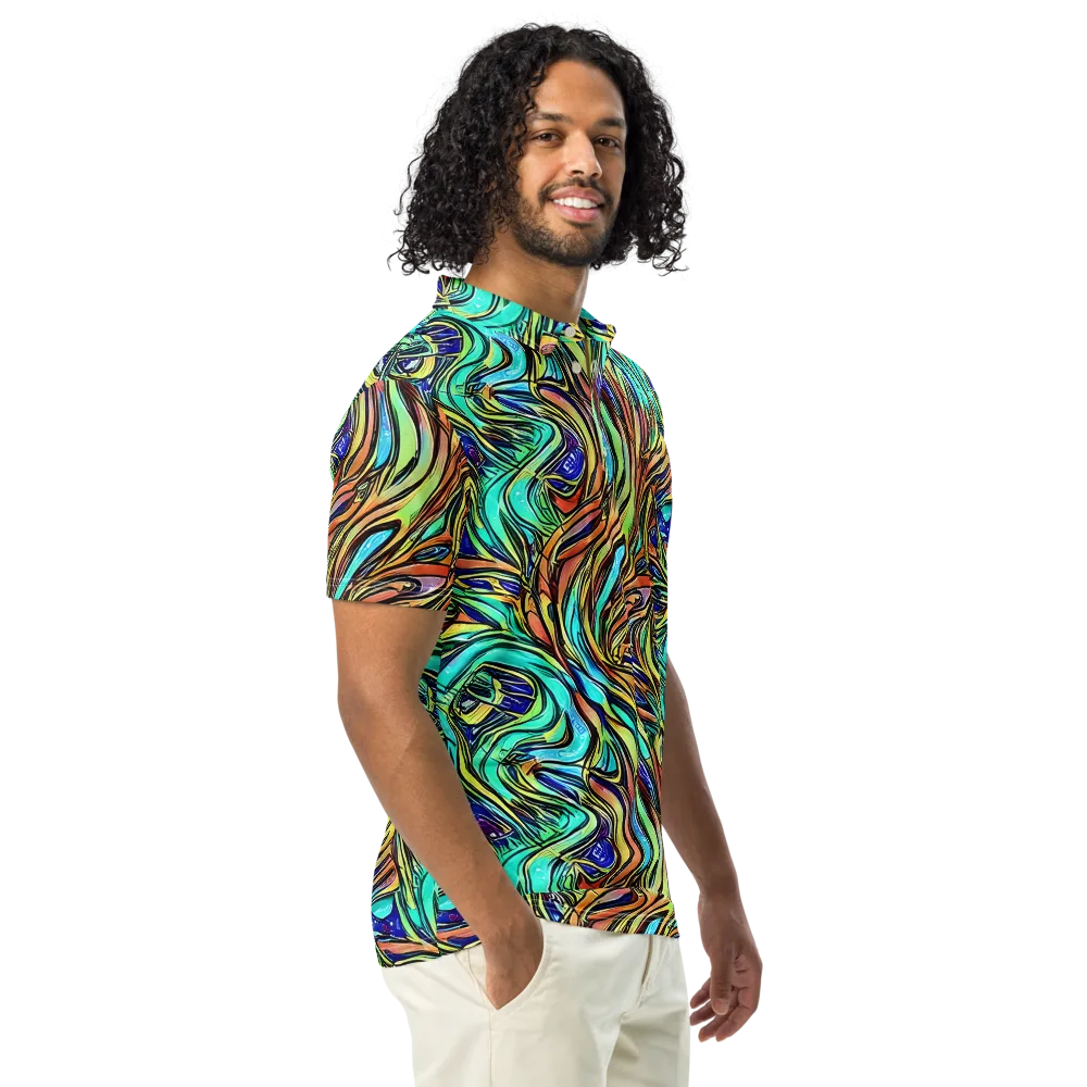 Cobalt Flow on Men's Slim Fit Polo Shirt — Right Front