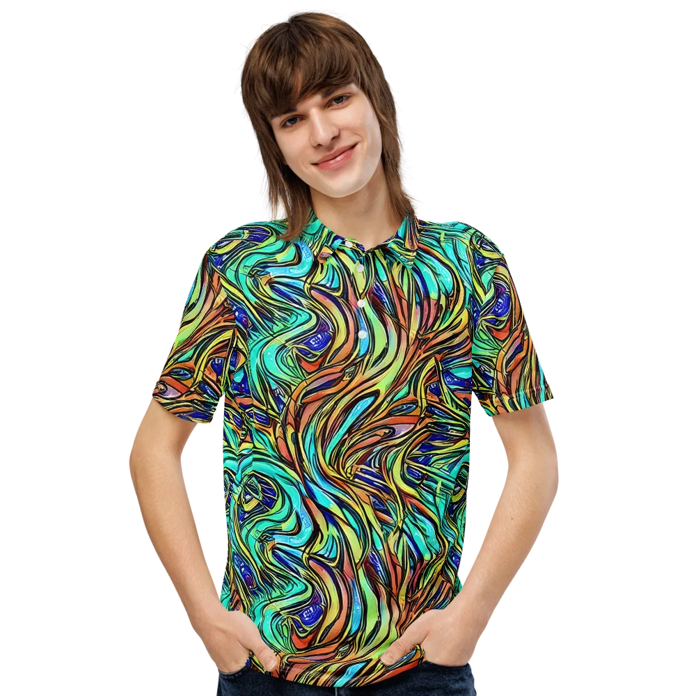 Cobalt Flow on Men's Slim Fit Polo Shirt — Front