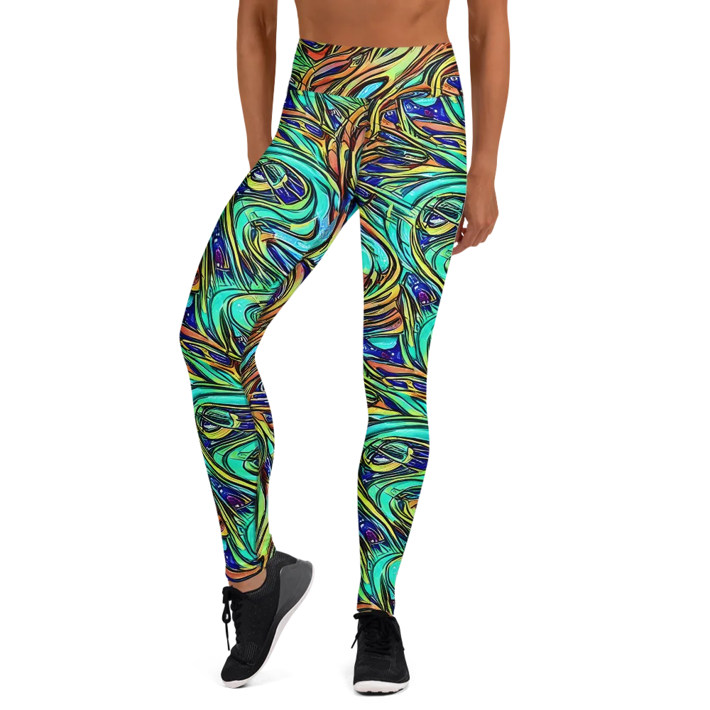 Cobalt Flow on Yoga Leggings — Front