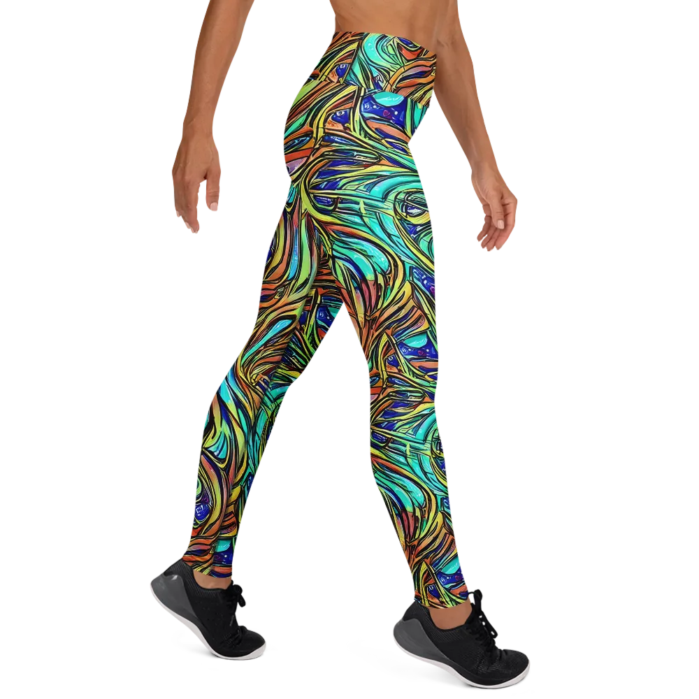 Cobalt Flow on Yoga Leggings — Right