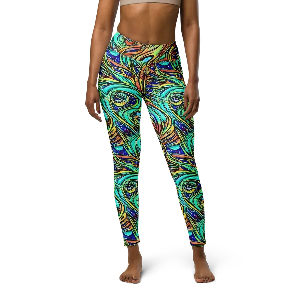 Cobalt Flow on Yoga Leggings — Front