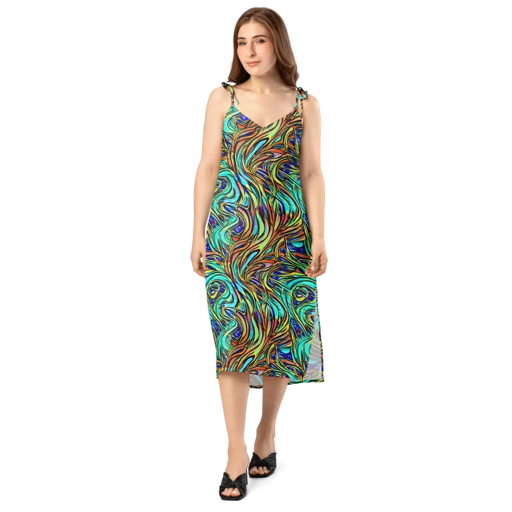 Cobalt Flow on Slip Dress — Front