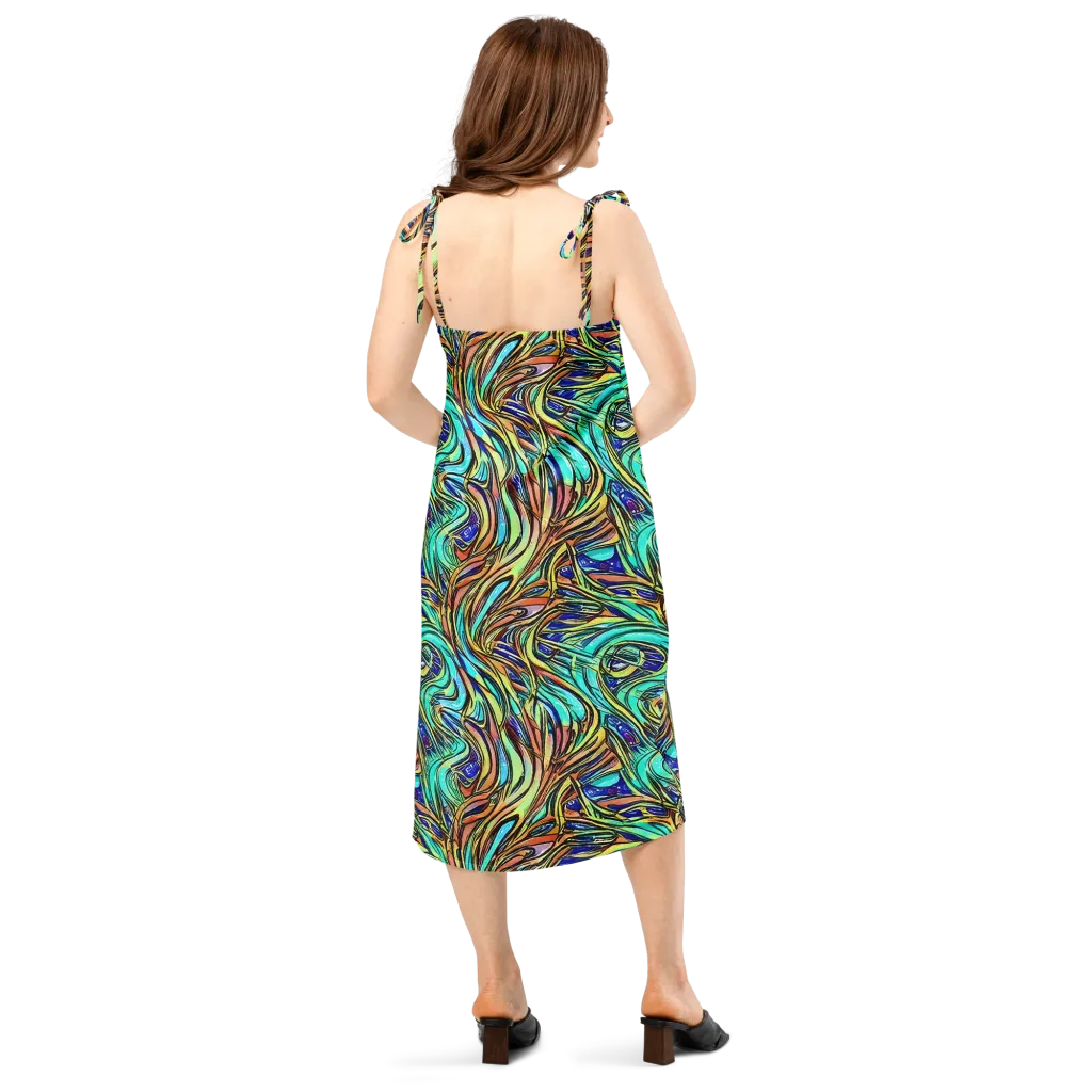 Cobalt Flow on Slip Dress — Back
