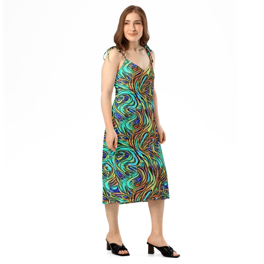 Cobalt Flow on Slip Dress — Right Front