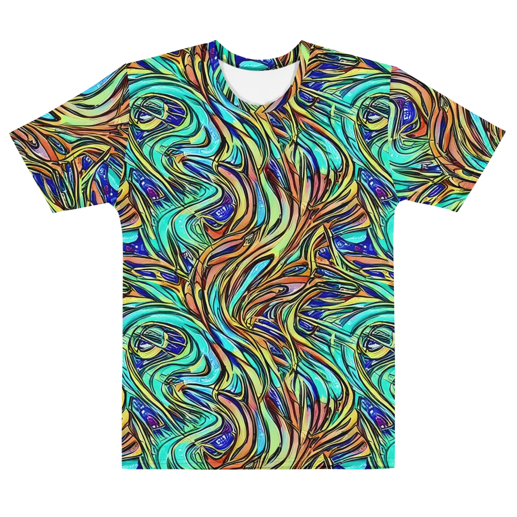 Cobalt Flow on Men's Cotton Crew Neck T-Shirt — Front