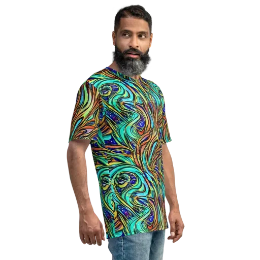 Cobalt Flow on a Men's Crew Neck T-Shirt