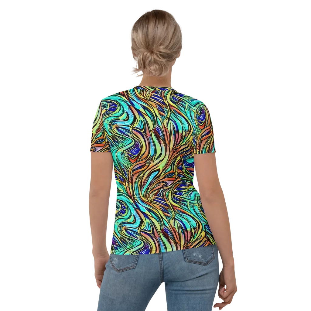 Cobalt Flow on Women's Crew Neck T-Shirt — Back