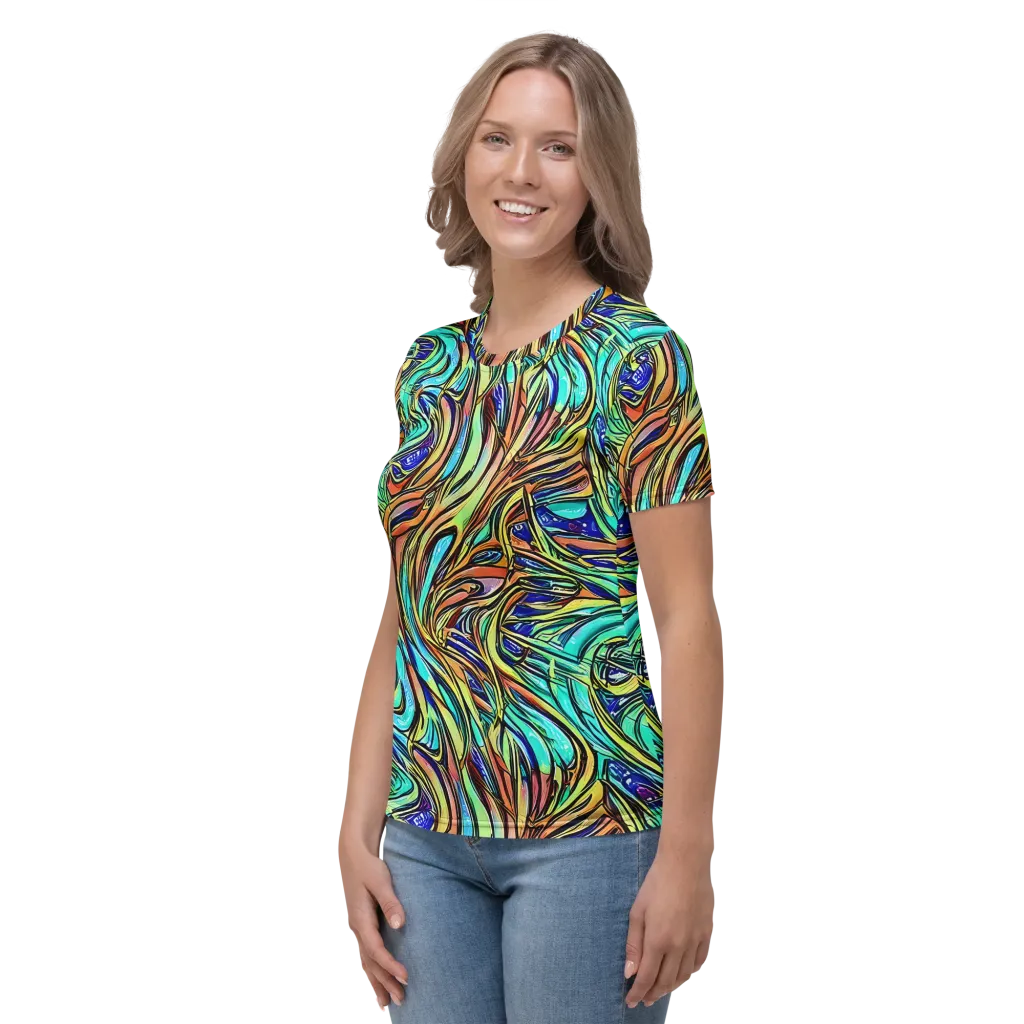 Cobalt Flow on Women's Crew Neck T-Shirt — Left