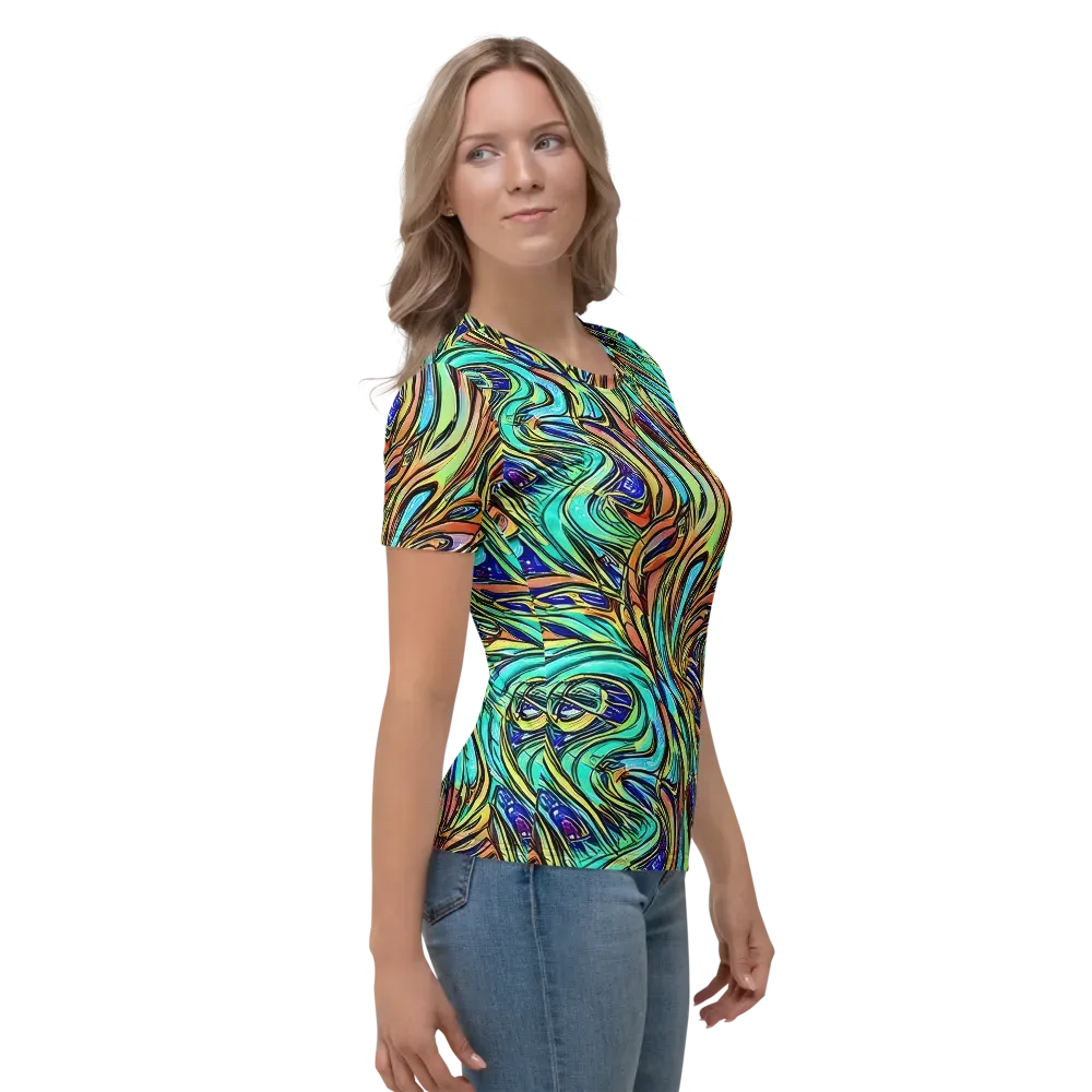 Cobalt Flow on Women's Crew Neck T-Shirt — Right