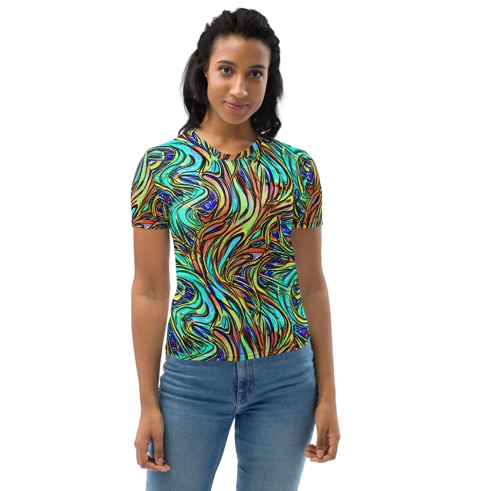 Cobalt Flow on Women's Crew Neck T-Shirt — Front
