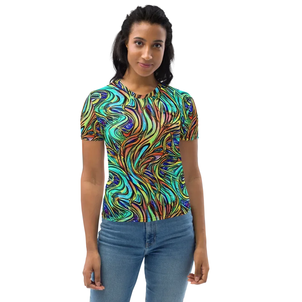 Cobalt Flow on Women's Crew Neck T-Shirt — Front