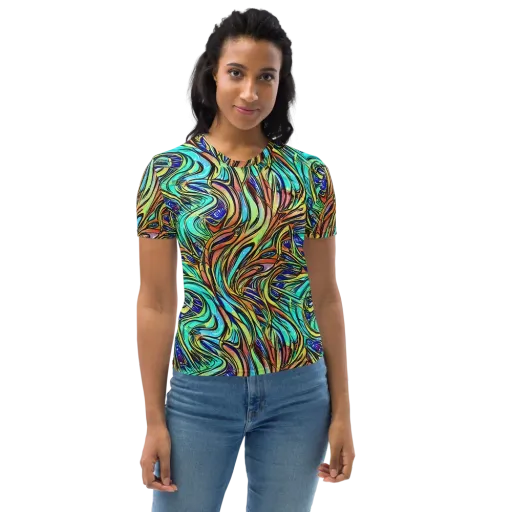 Cobalt Flow on a Women's Crew Neck T-Shirt