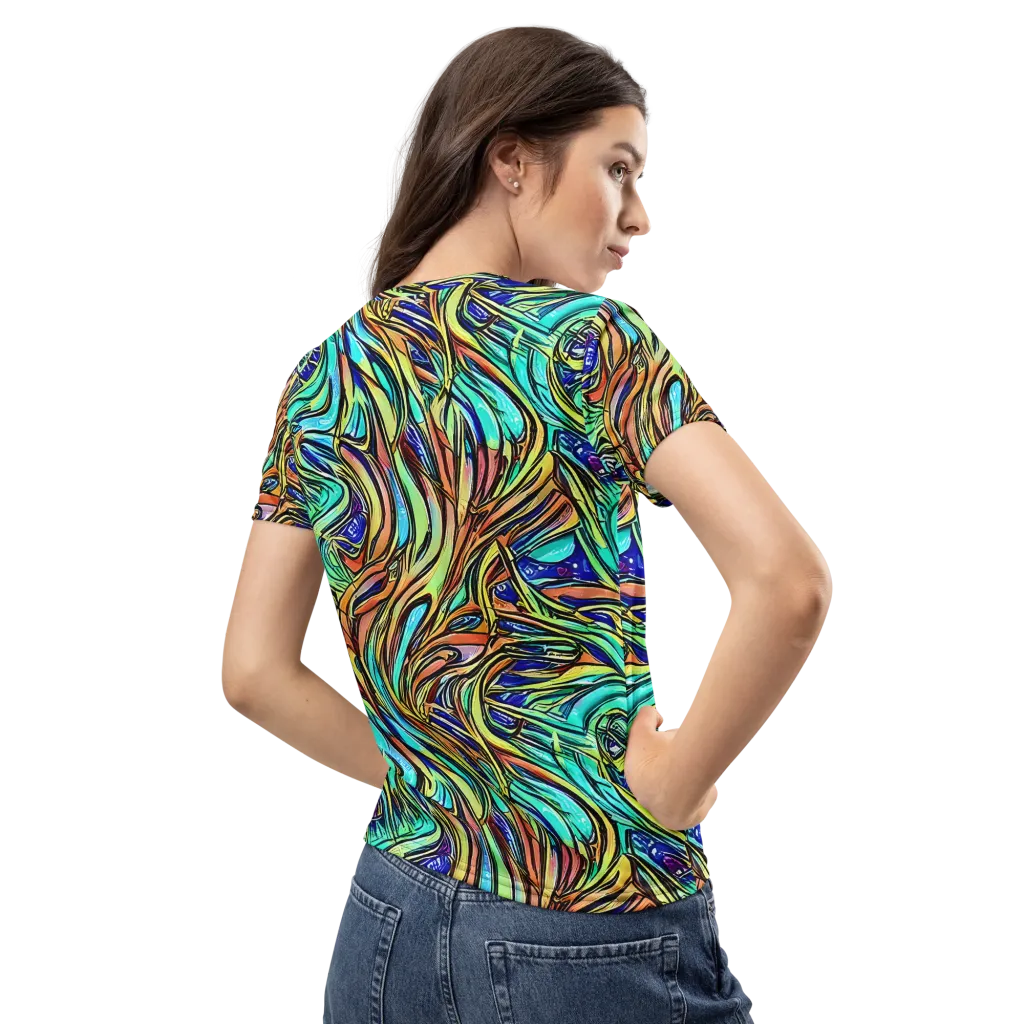 Cobalt Flow on Women's Crew Neck T-Shirt — Back