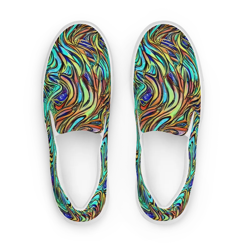 Cobalt Flow on Men's Slip-On Canvas Shoes — Front