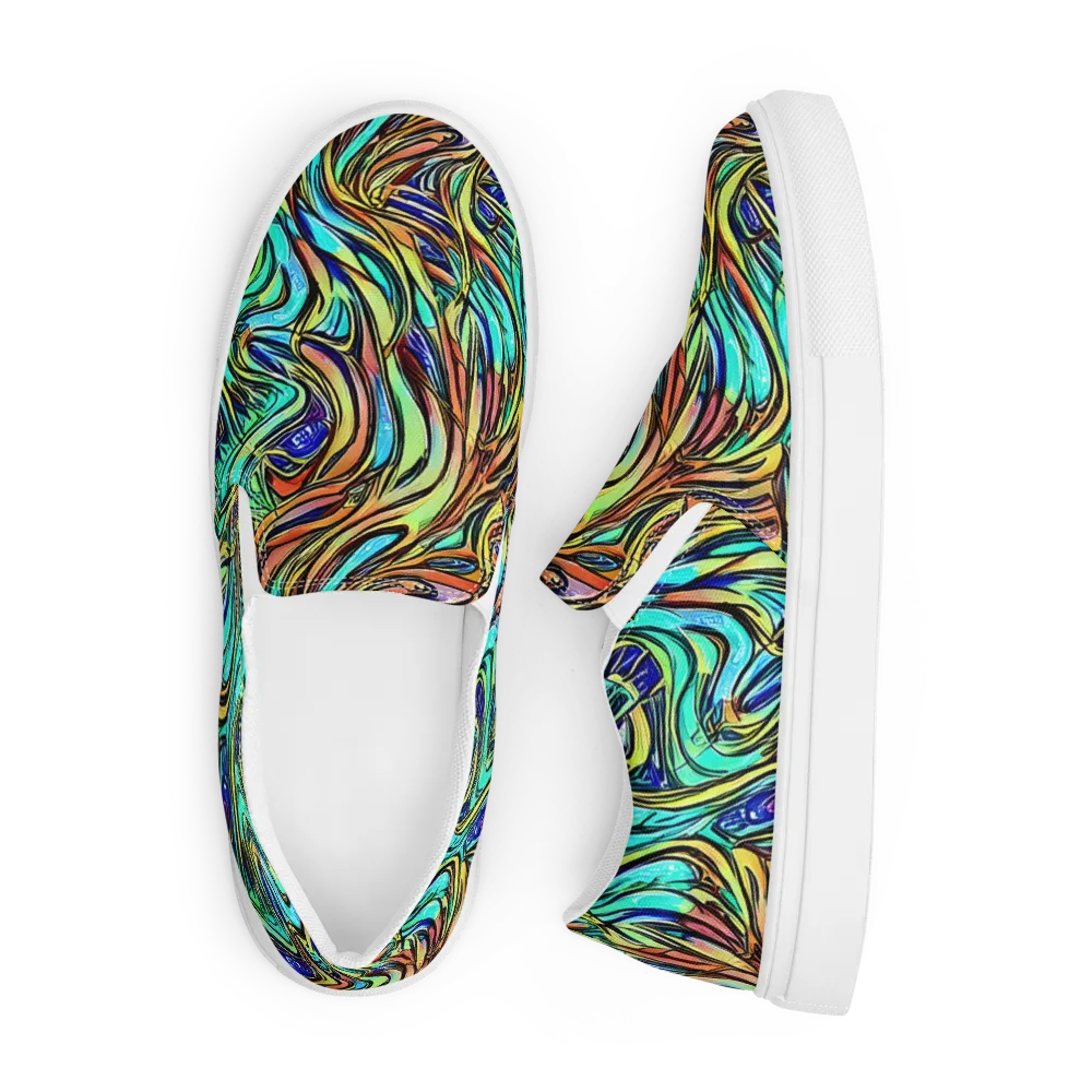 Cobalt Flow on Men's Slip-On Canvas Shoes — Front