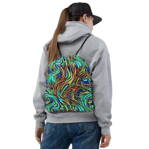 Cobalt Flow on a Drawstring Bag