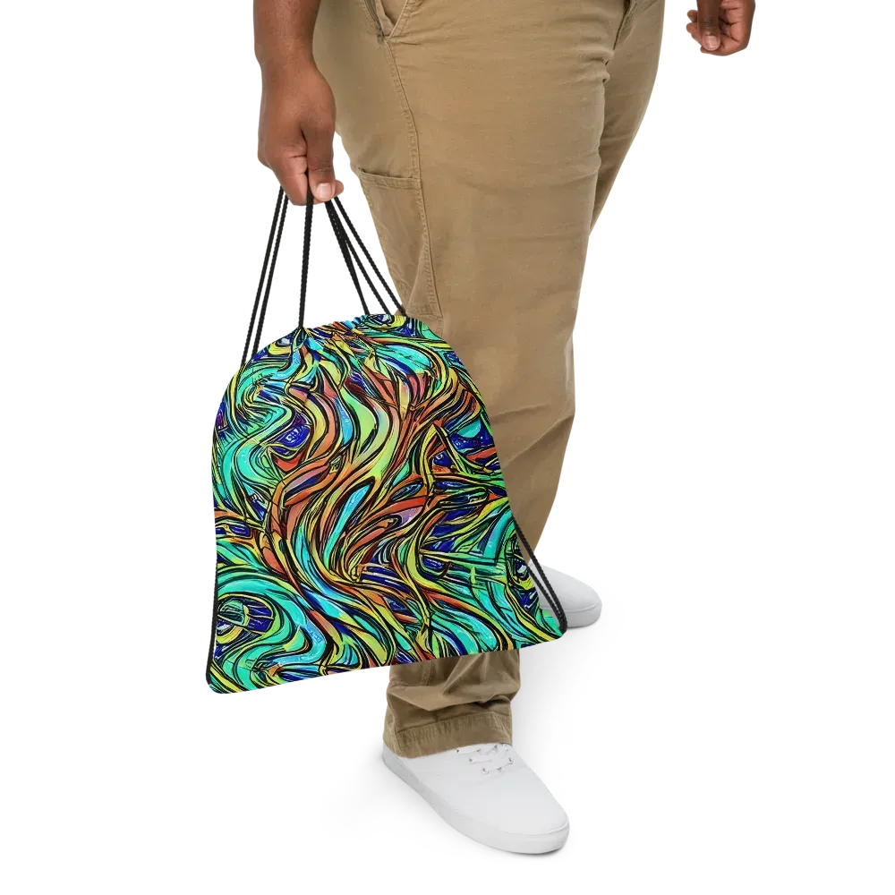 Cobalt Flow on Drawstring Bag — Front