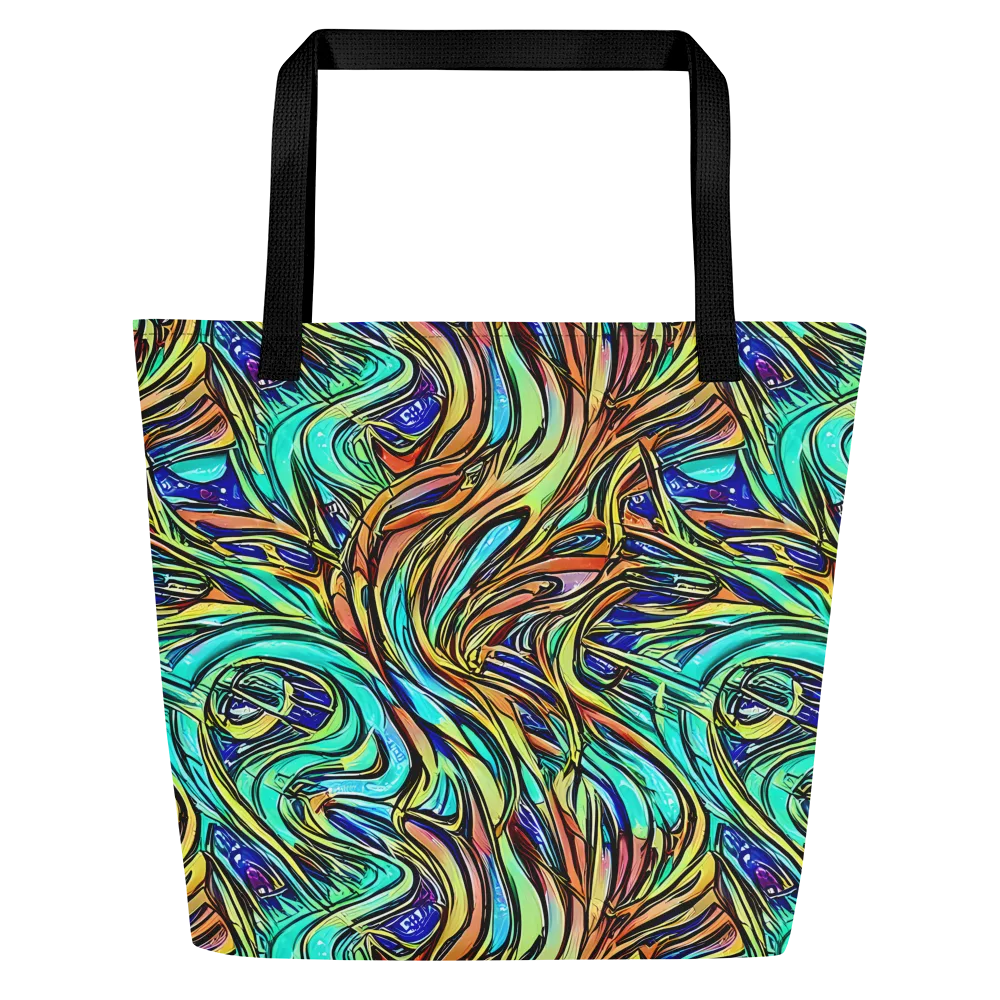 Cobalt Flow on Large Tote Bag W/ Pocket — Front