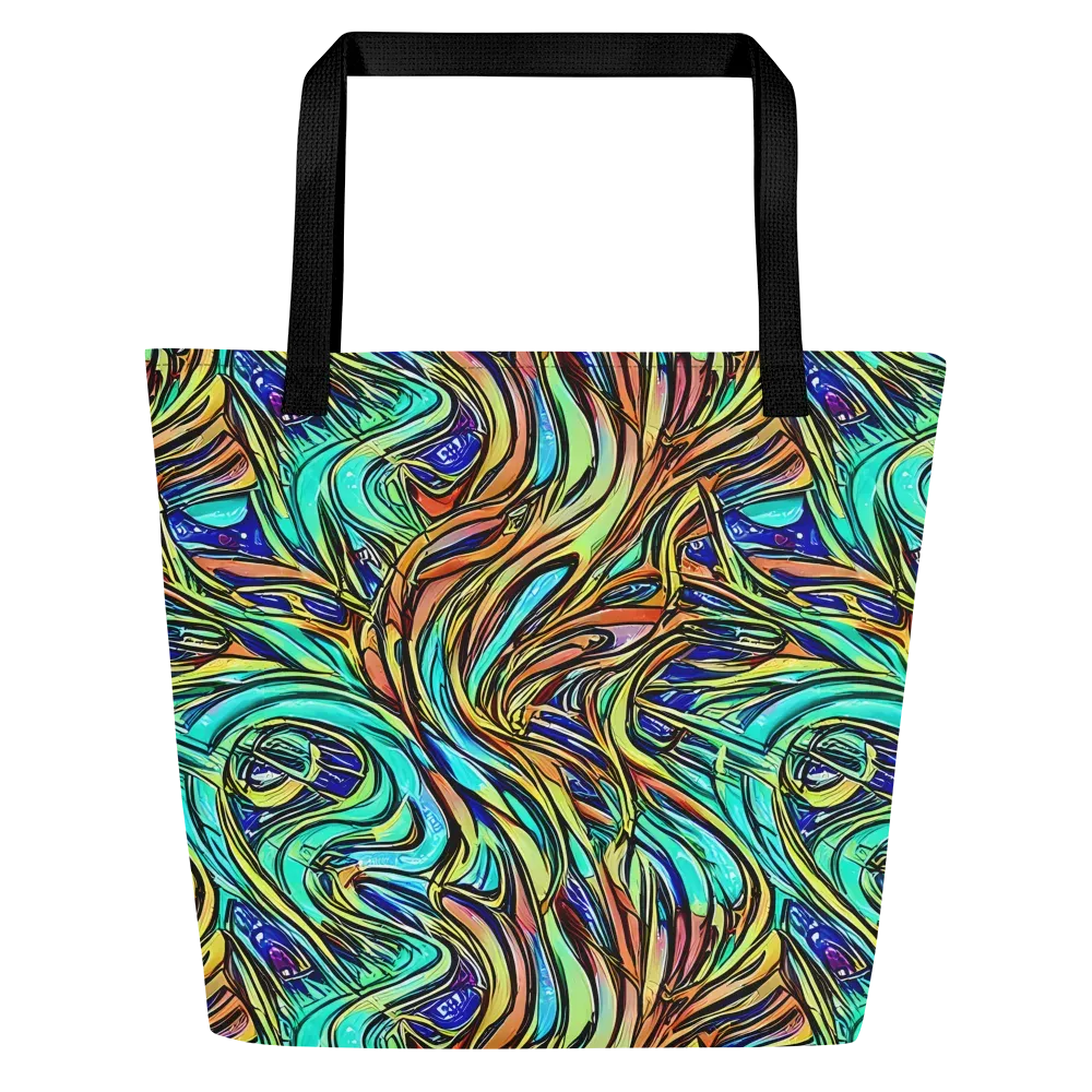 Cobalt Flow on Large Tote Bag W/ Pocket — Front