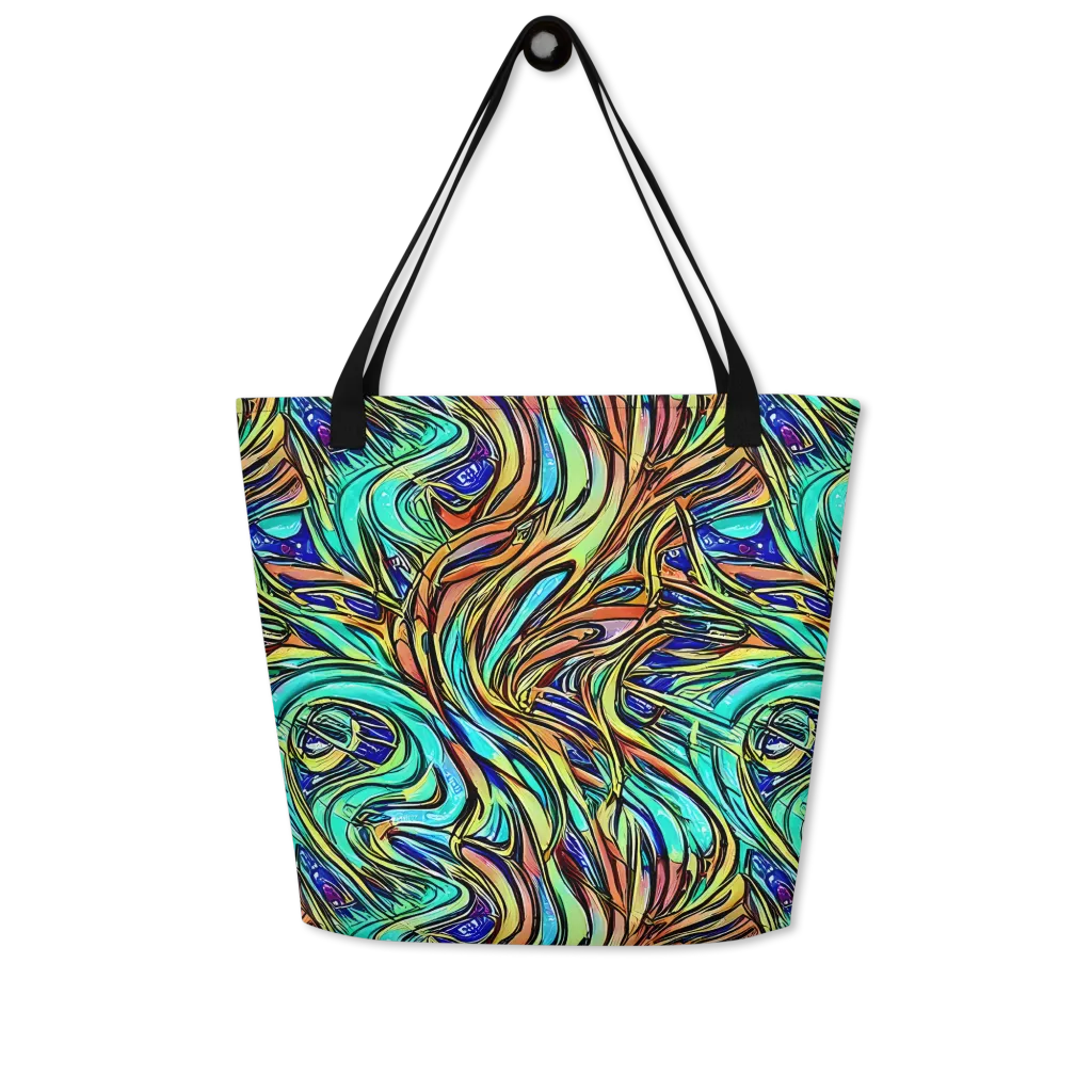 Cobalt Flow on Large Tote Bag W/ Pocket — Front