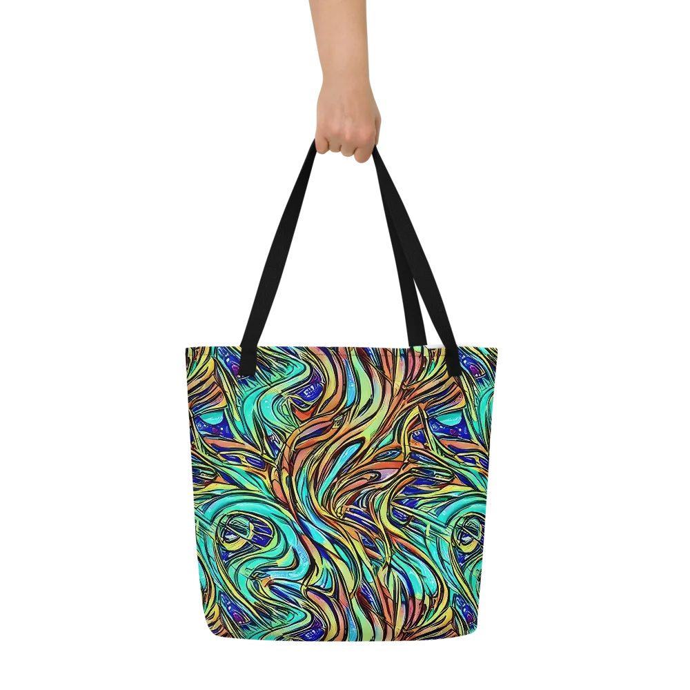 Cobalt Flow on Large Tote Bag W/ Pocket — Front