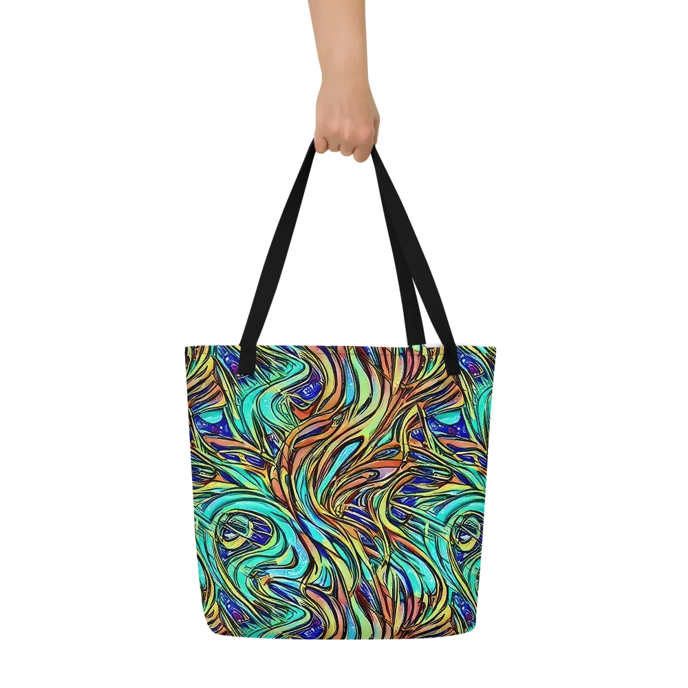Cobalt Flow on Large Tote Bag W/ Pocket — Front