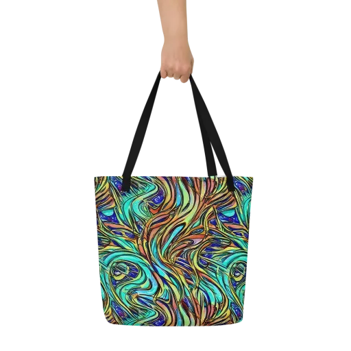 Cobalt Flow on a Large Tote Bag W/ Pocket