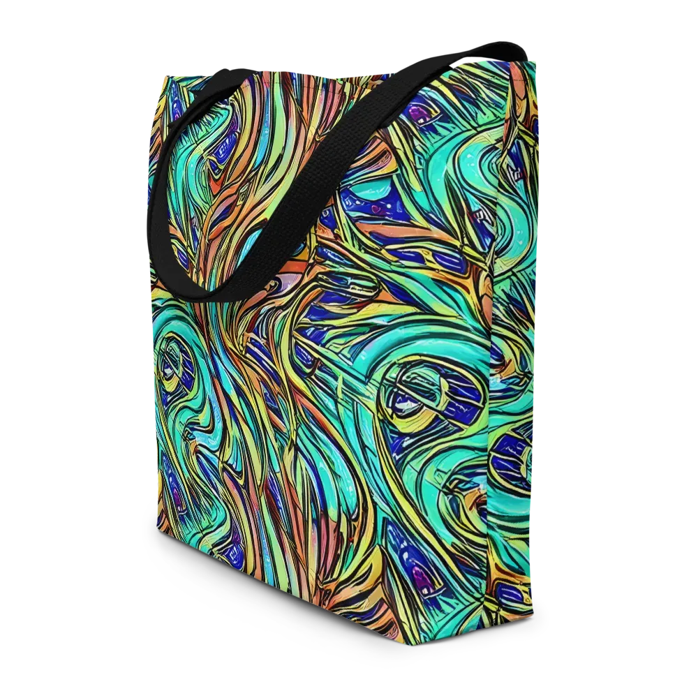 Cobalt Flow on Large Tote Bag W/ Pocket — Front