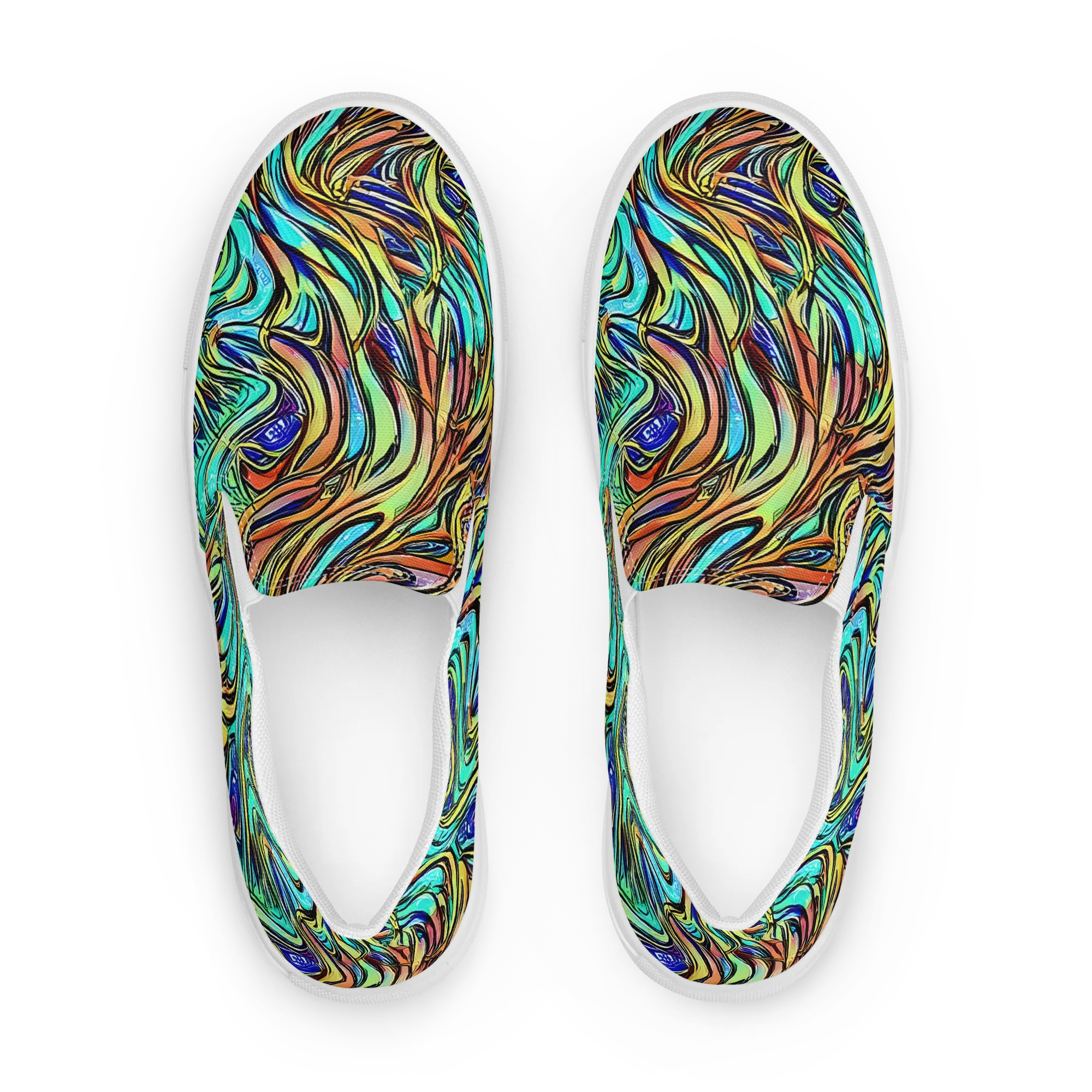 Cobalt Flow on Women's Slip-On Canvas Shoes — Front