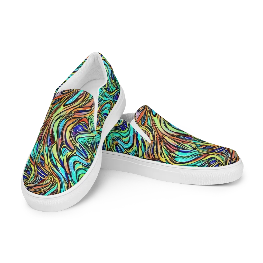 Cobalt Flow on Women's Slip-On Canvas Shoes — Left Front