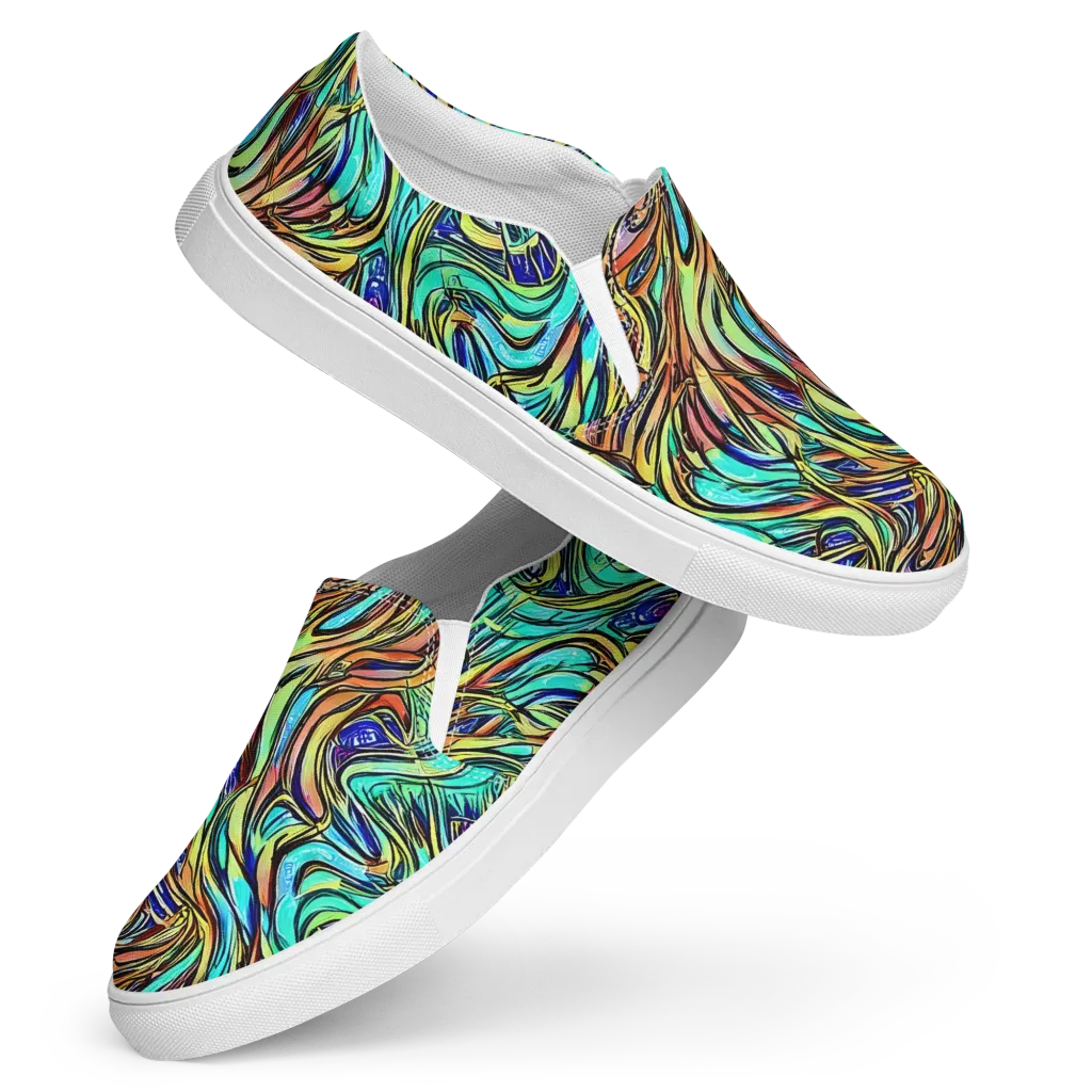 Cobalt Flow on Women's Slip-On Canvas Shoes — Front