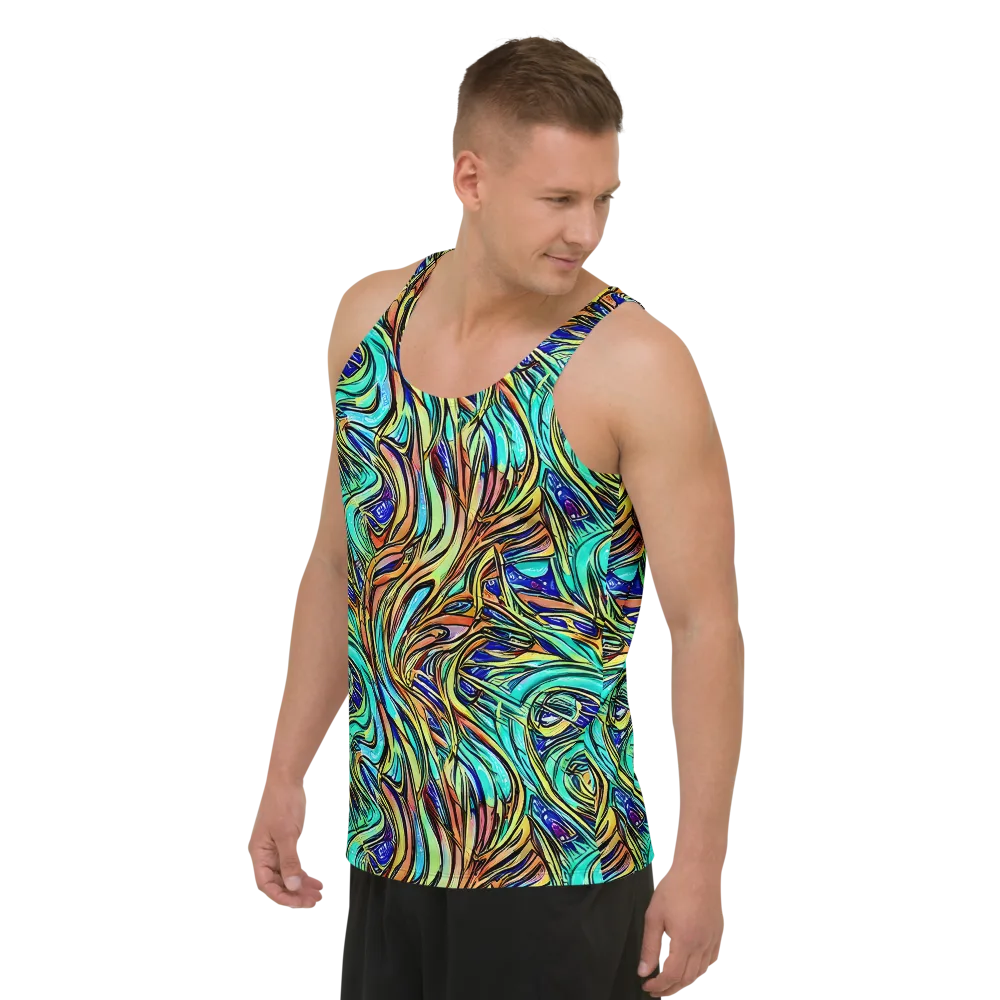 Cobalt Flow on Men's Tank Top — Left Front