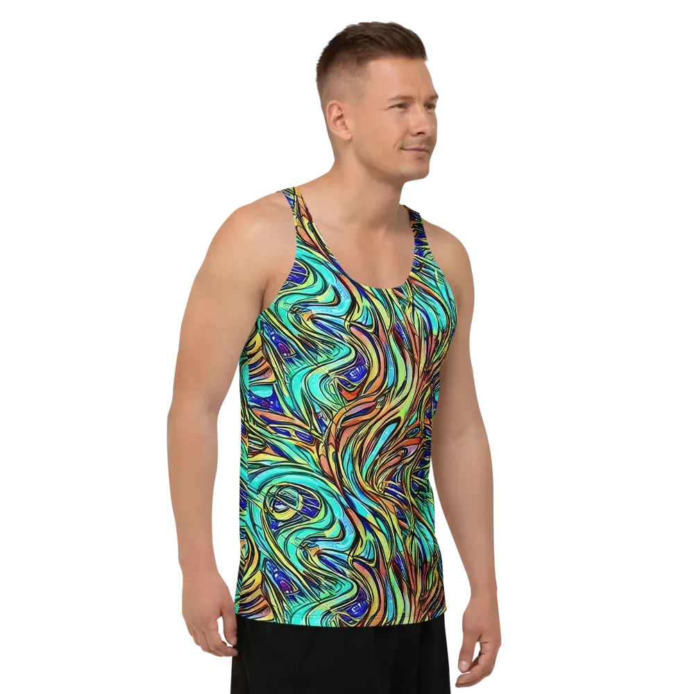 Cobalt Flow on Men's Tank Top — Right Front
