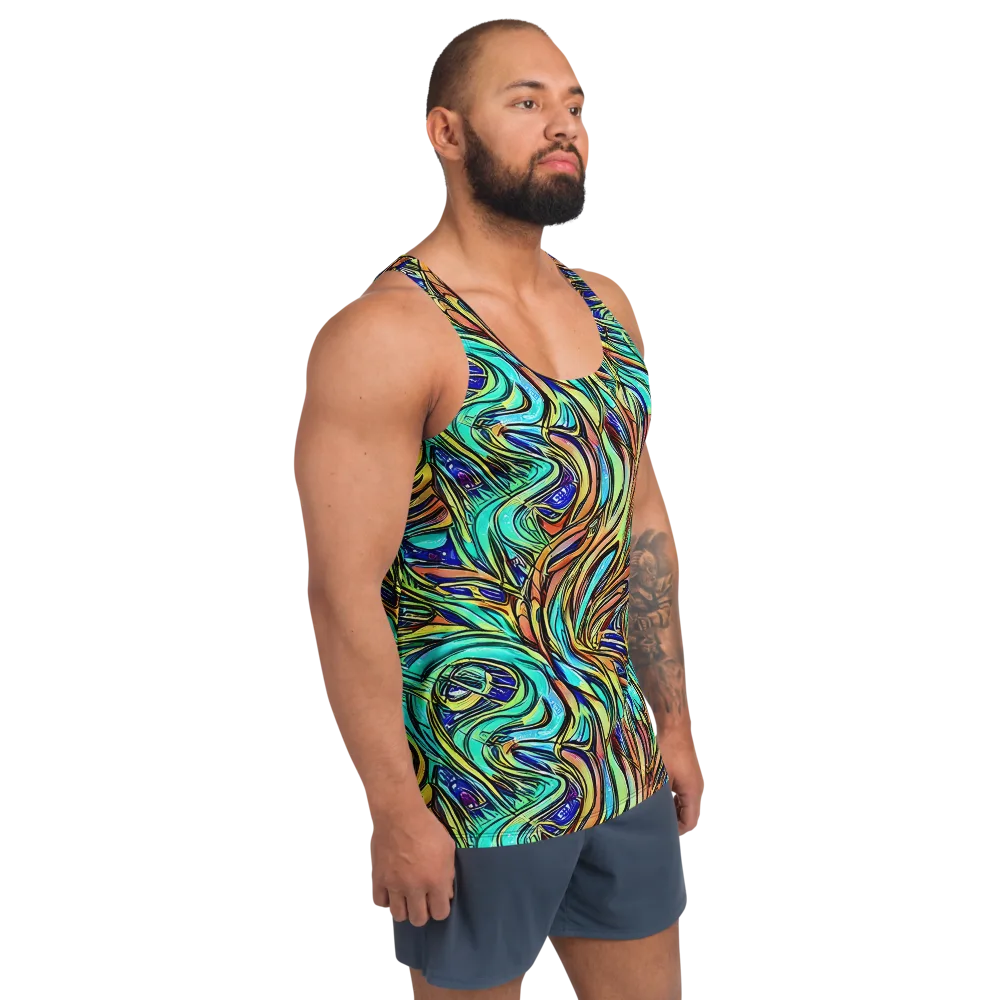 Cobalt Flow on Men's Tank Top — Right Front