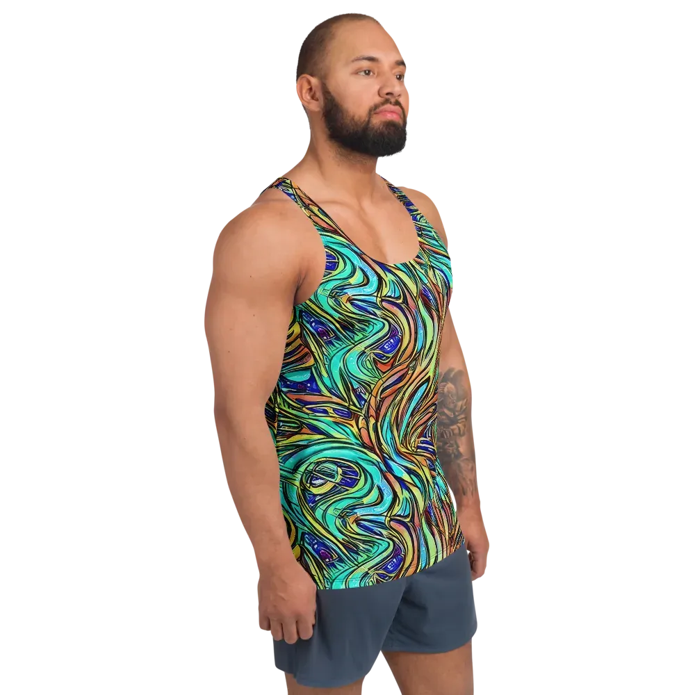 Cobalt Flow on Men's Tank Top — Right Front
