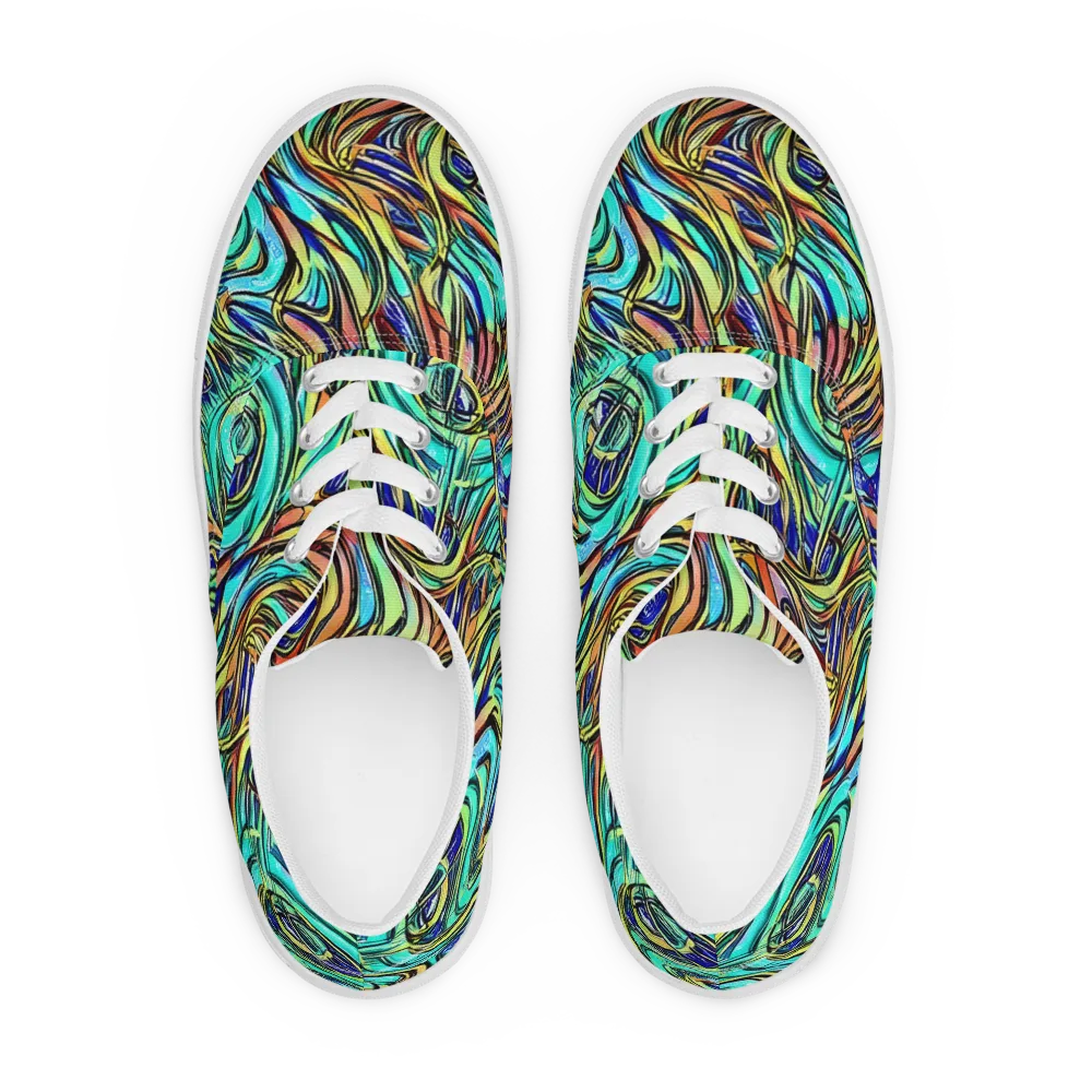 Cobalt Flow on Men's Lace-Up Canvas Shoes — Front