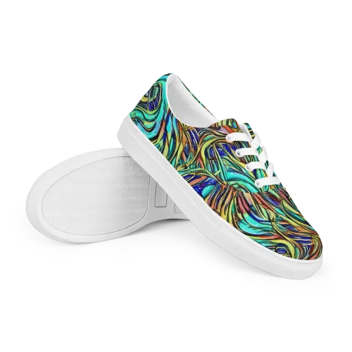 Cobalt Flow on a Men's Lace-Up Canvas Shoes