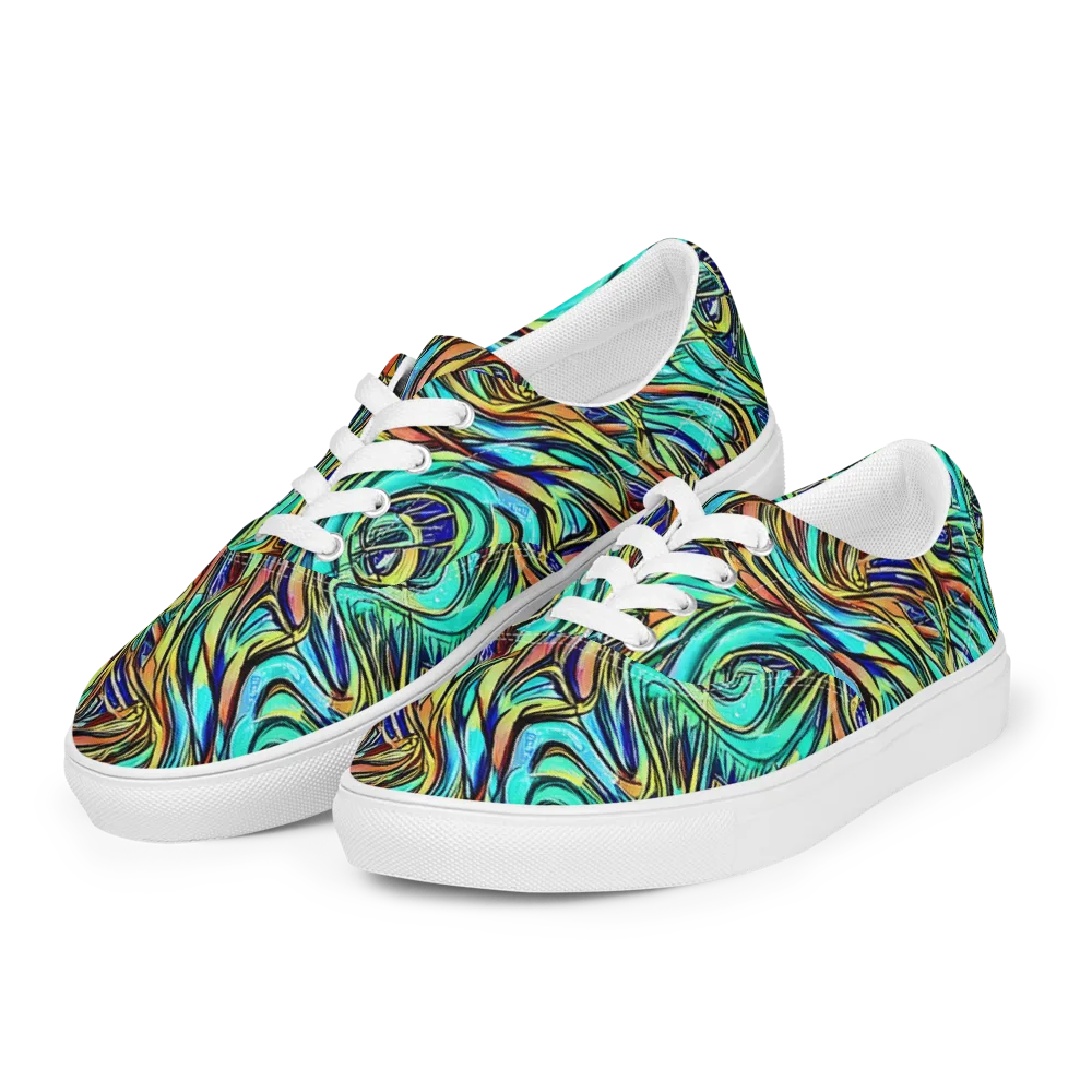 Cobalt Flow on Men's Lace-Up Canvas Shoes — Left Front