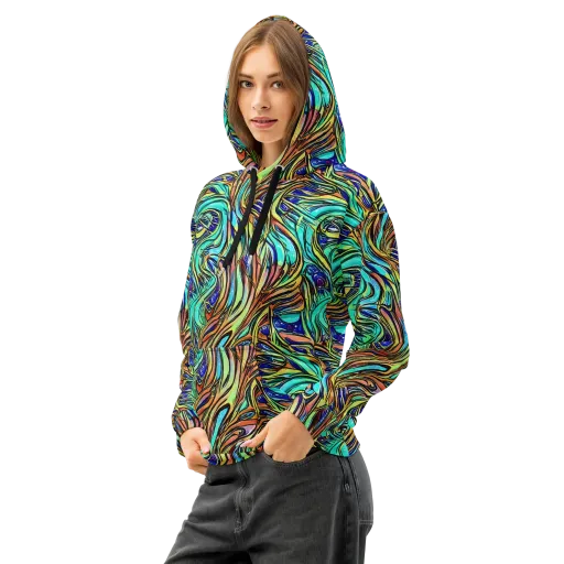 Cobalt Flow on a Cotton Hoodie