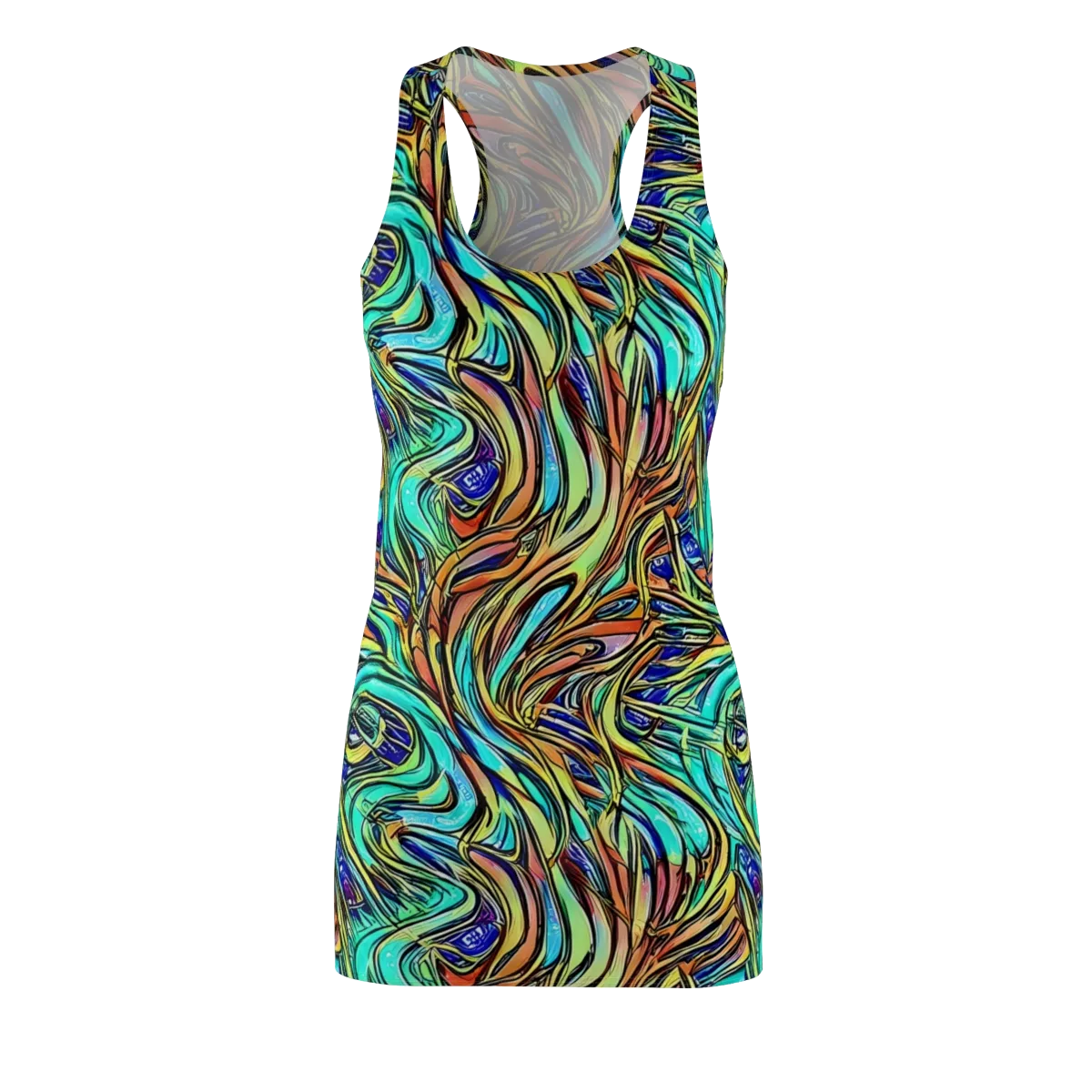 Cobalt Flow on Racerback Dress — Front