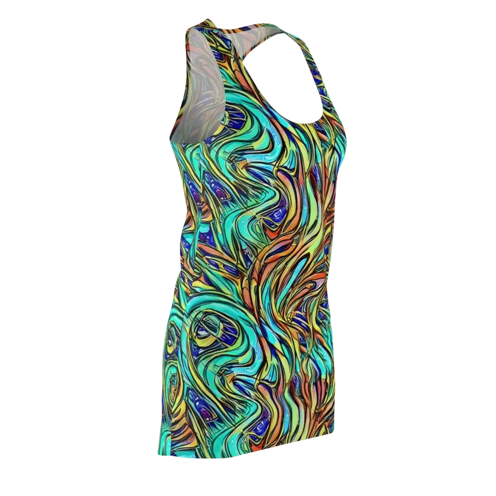 Cobalt Flow on Racerback Dress — Front Side