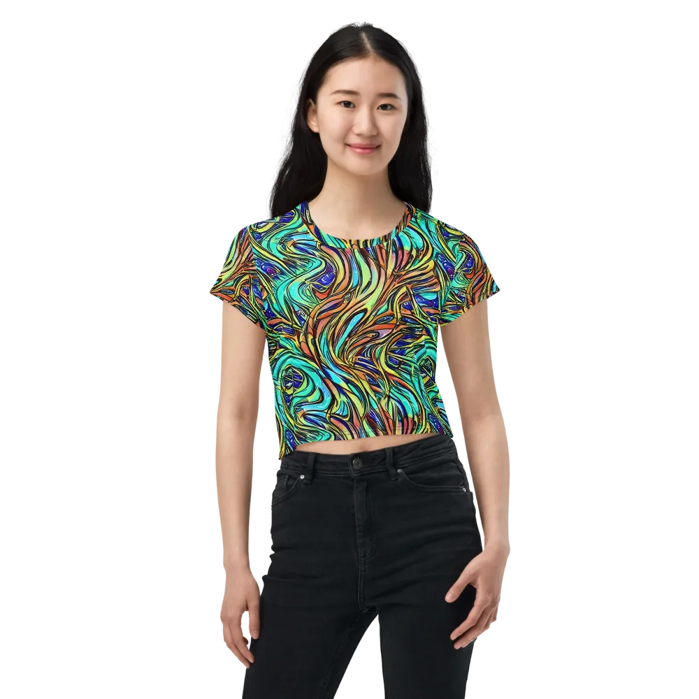 Cobalt Flow on Crop Tee — Front