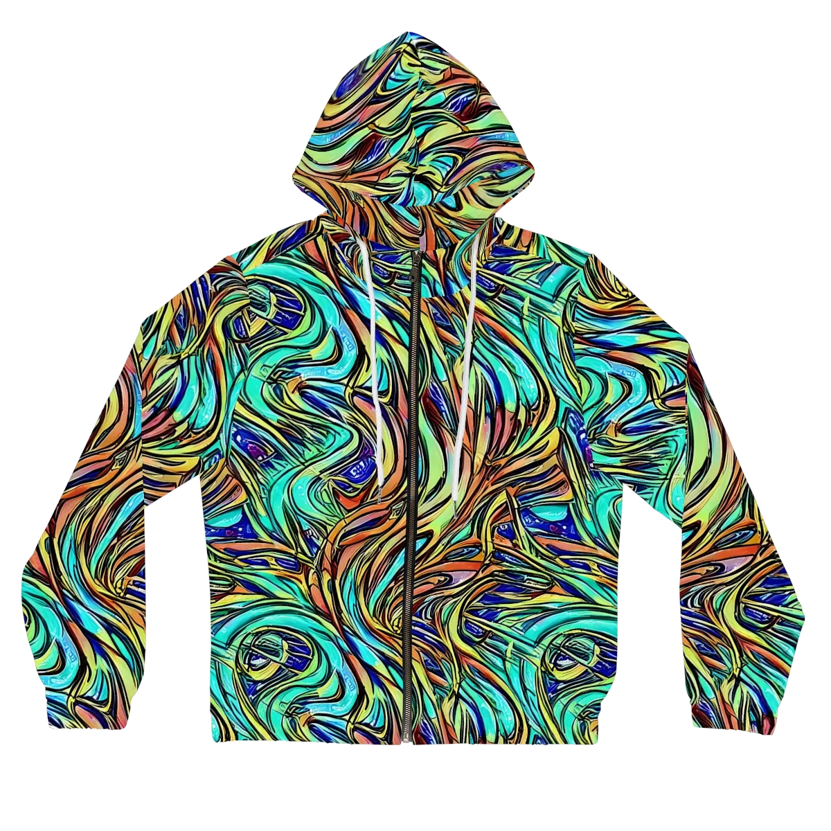 Cobalt Flow on Women's Full-Zip Hoodie — Front