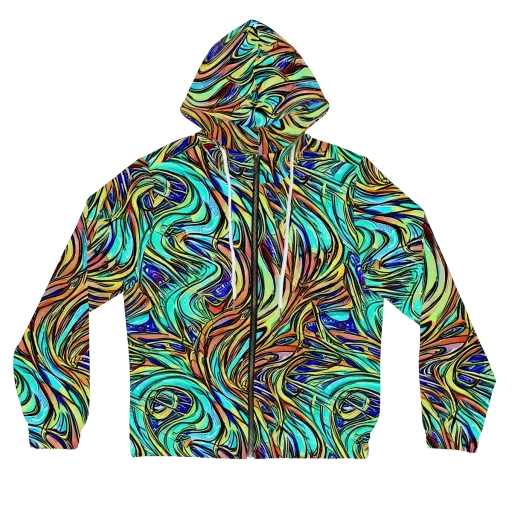 Cobalt Flow on a Women's Full-Zip Hoodie