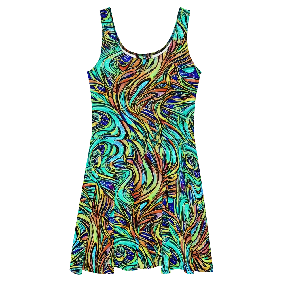 Cobalt Flow on Skater Dress — Front