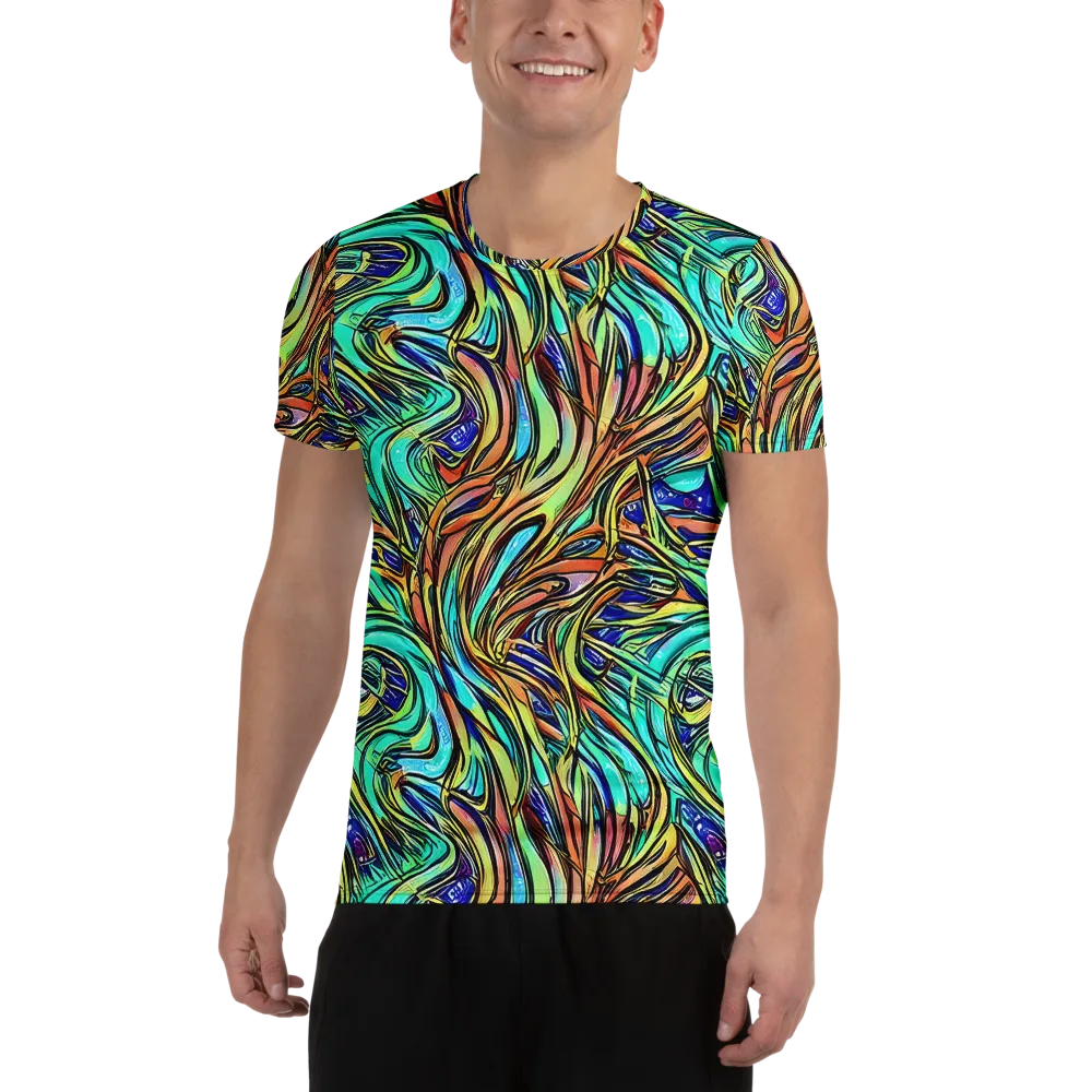 Cobalt Flow on Men's Athletic T-Shirt — Front