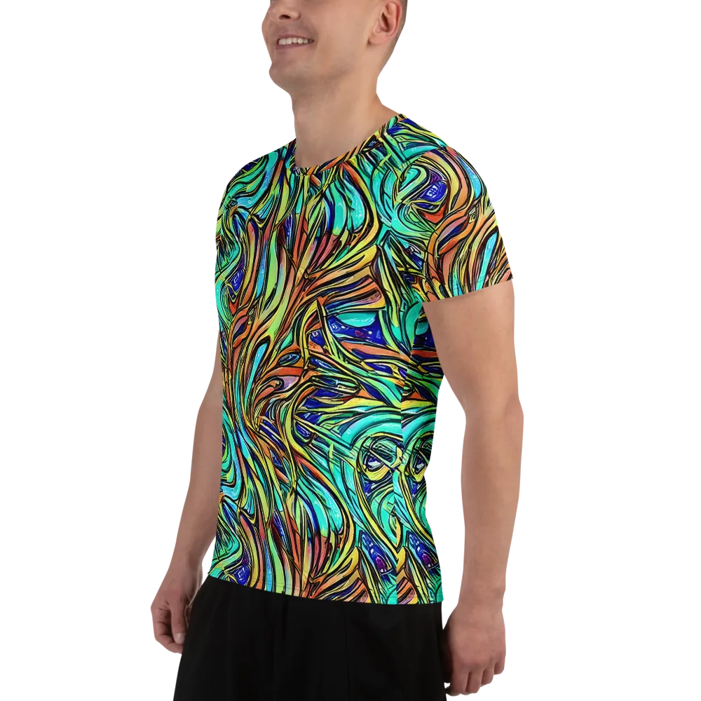 Cobalt Flow on Men's Athletic T-Shirt — Left