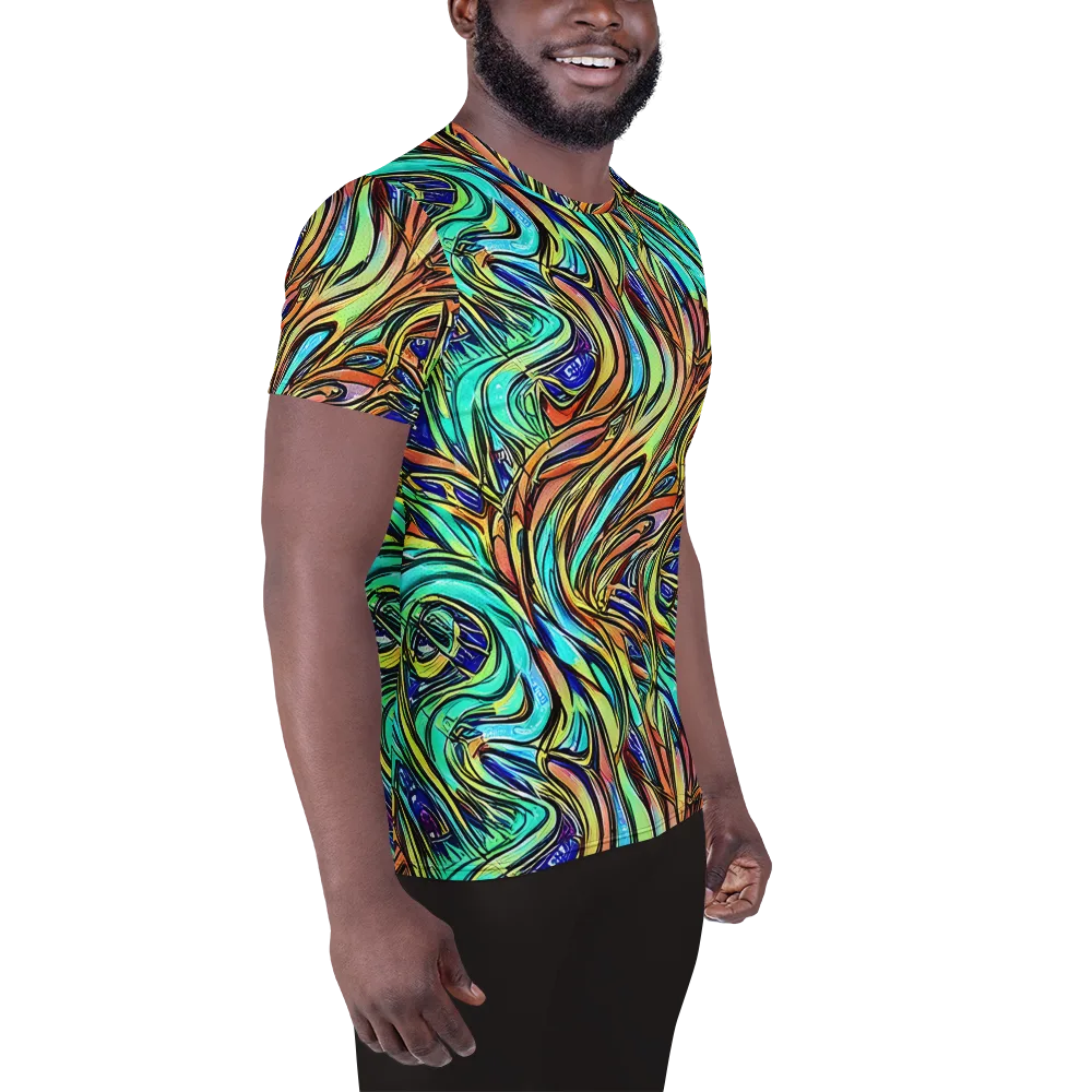 Cobalt Flow on Men's Athletic T-Shirt — Right