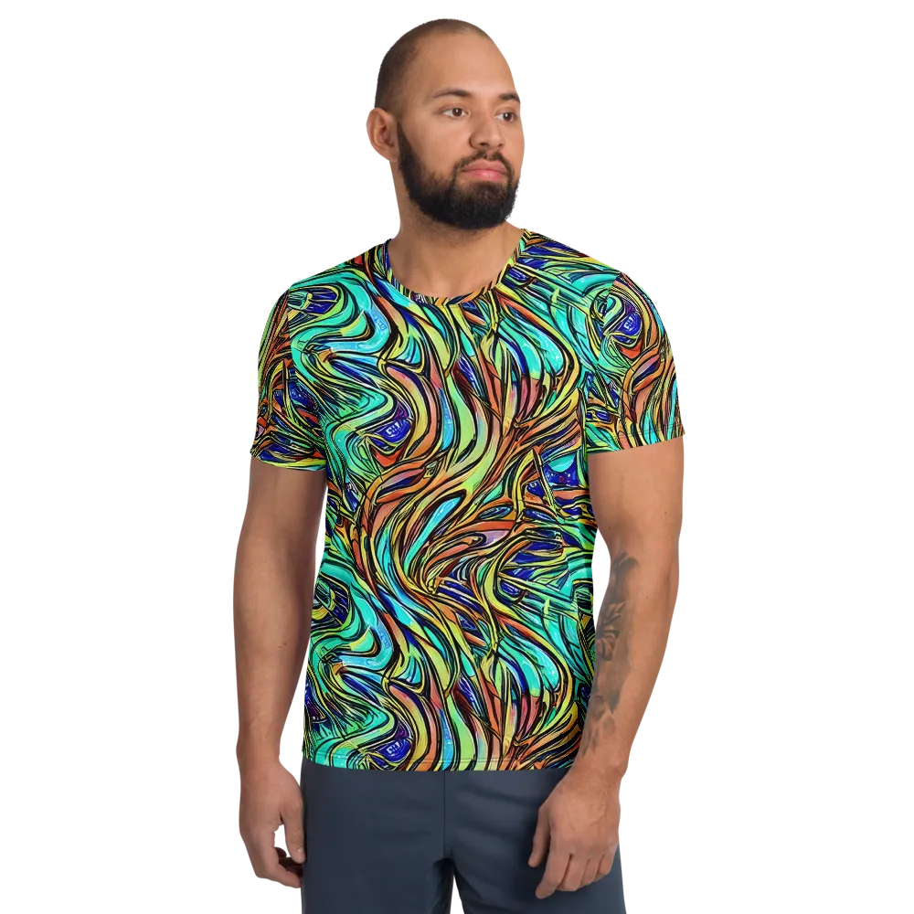 Cobalt Flow on Men's Athletic T-Shirt — Front