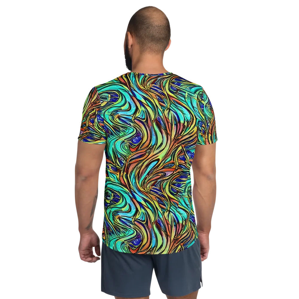 Cobalt Flow on Men's Athletic T-Shirt — Back
